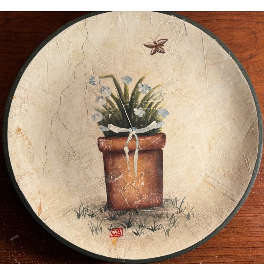Set of 3 Decorative Plates Garden Watering Can Pots Flowers‎ Rustic Cheri Blum - Picture 4 of 10